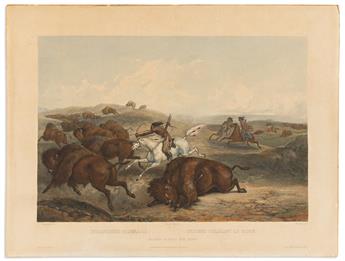 (NATIVE AMERICANS.) Karl Bodmer. Indians Hunting the Bison.                                                                                      